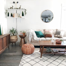 Load image into Gallery viewer, Hand Made Moroccan Pouf Tan Natural Genuine Leather