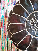 Load image into Gallery viewer, Hand Made Moroccan Pouf Dark Brown Natural Genuine Leather