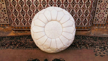 Load image into Gallery viewer, Hand Made Moroccan Pouf White Natural Genuine Leather