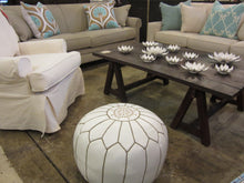 Load image into Gallery viewer, Hand Made Moroccan Pouf White Natural Genuine Leather