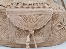 Load image into Gallery viewer, Large Beige Engraved Handmade Moroccan Leather Bag, Womens Leather Handbag
