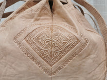Load image into Gallery viewer, Large Beige Engraved Handmade Moroccan Leather Bag, Womens Leather Handbag
