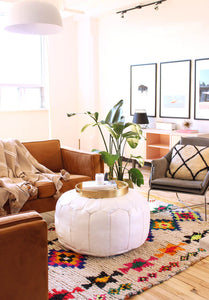 Genuine clearance leather pouf